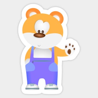 Cute teddy bear in trousers Sticker